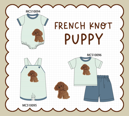 Green stripe puppy french knot collection