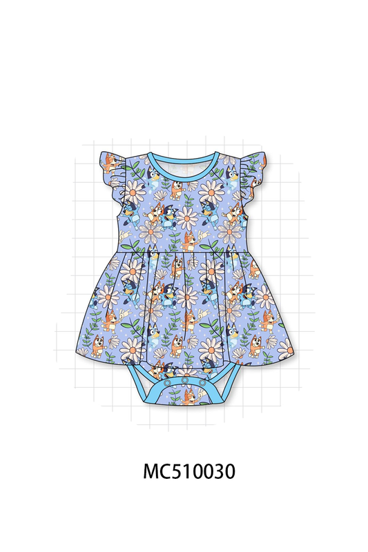 Blue character daisy print bamboo collection