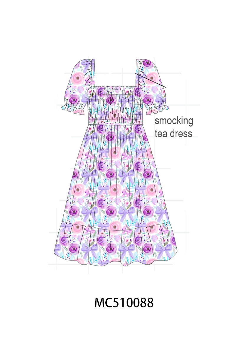 Purple floral print ruffle collection