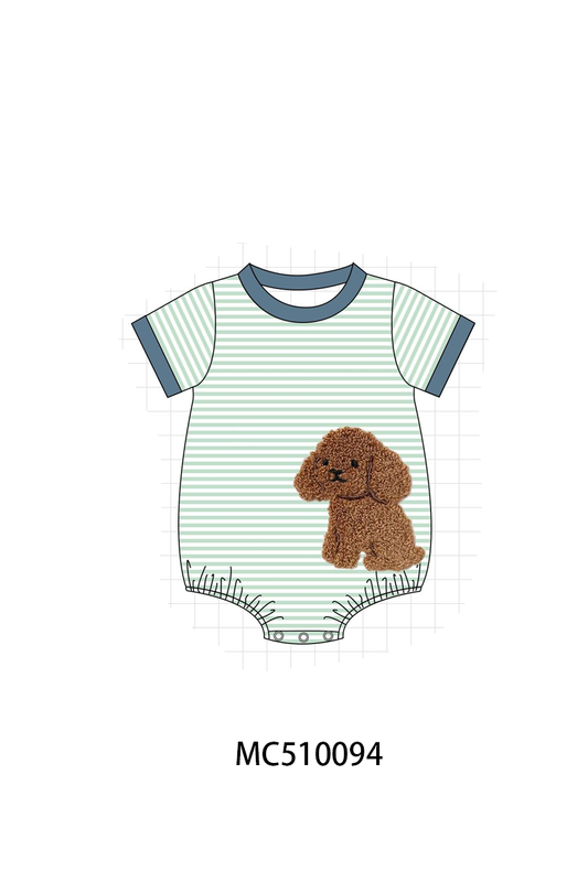 Green stripe puppy french knot collection