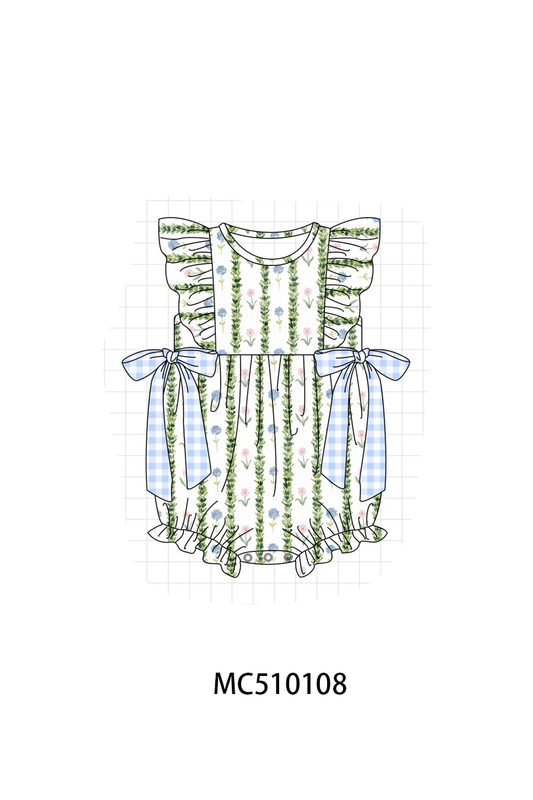 Green floral print ruffle collection