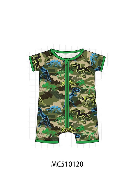 Green dinosaur print bamboo collection