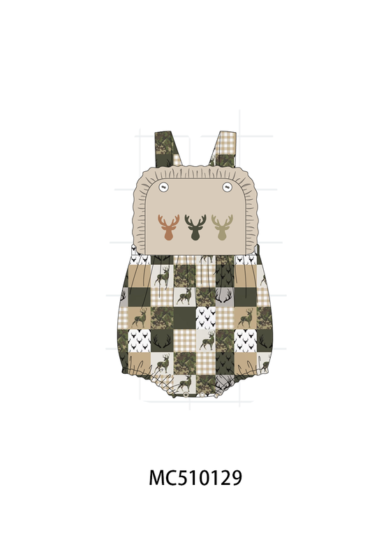 Green hunting deer embroidery collection