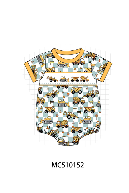 Construction vehicle embroidery checkered collection