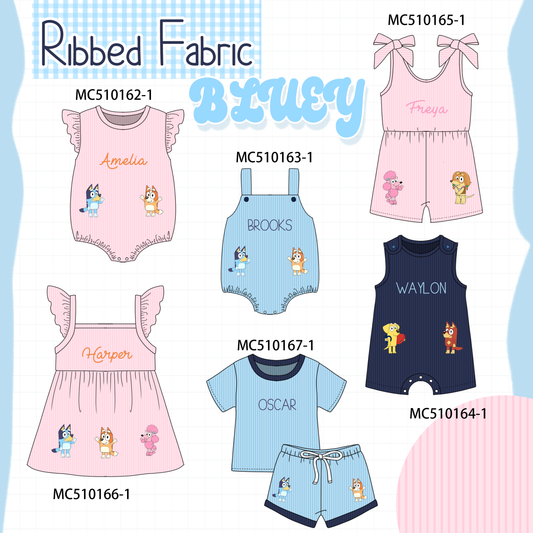 Pink&blue character monogram embroidery collection