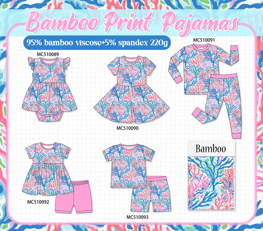 Pink bamboo print pajama collection