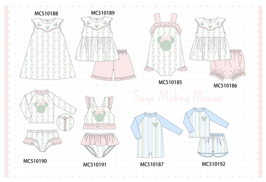 Pink character applique floral ruffle collection