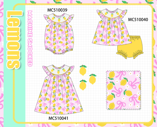 Purple bow lemon smocked collection