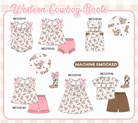 Western cowboy boots smocked collection 2